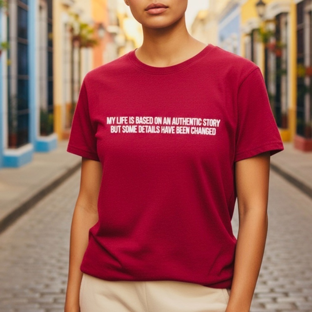 Zara authentic life story maroon graphic tee m